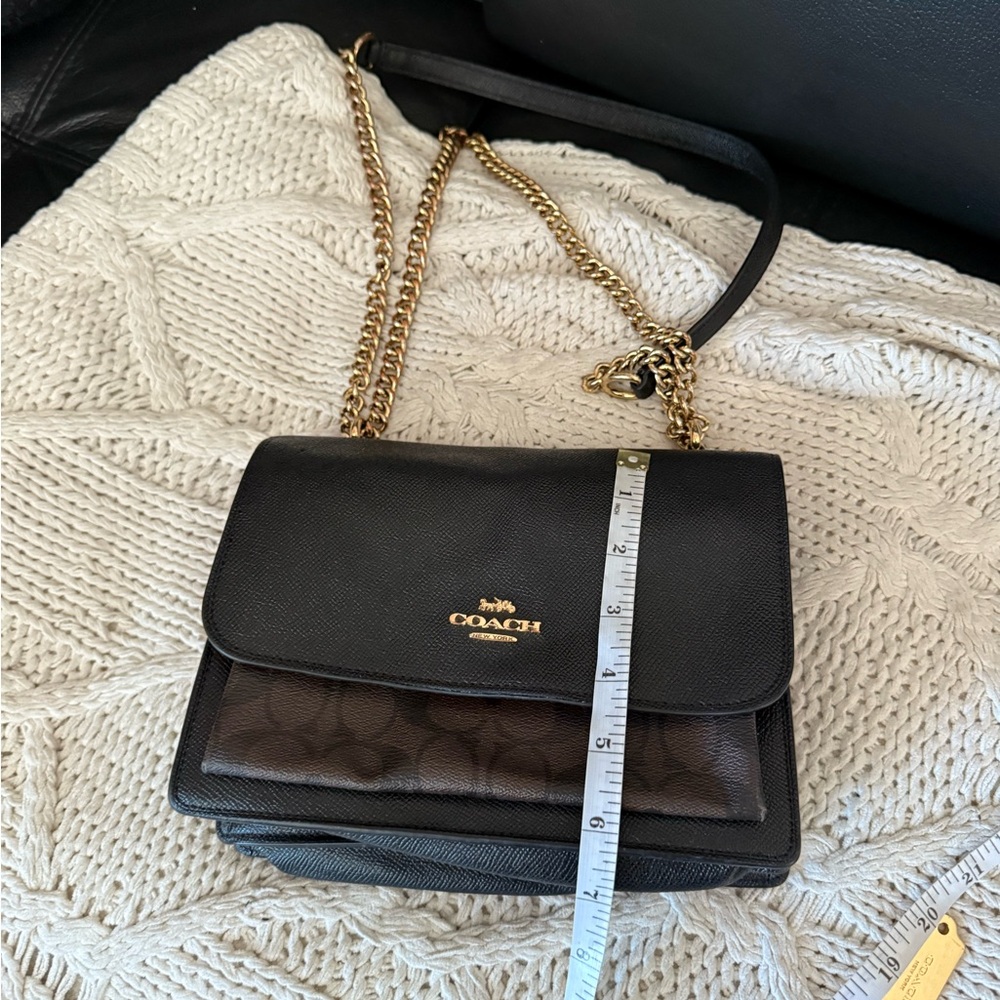 Coach Black Leather Crossbody with Gold Chain Strap - Picture 11 of 13